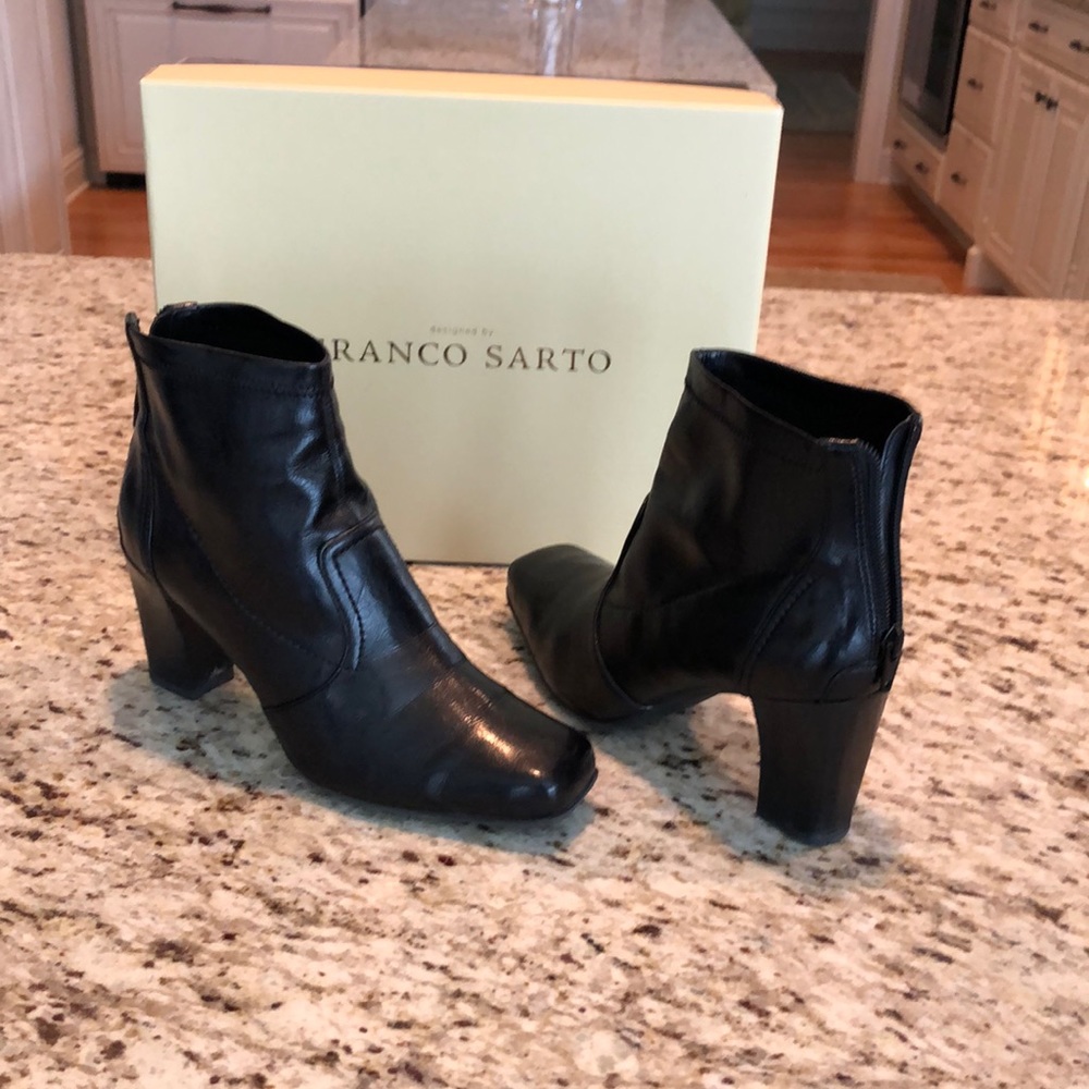 Franco Sarto black man made booties. Heel is 3 inches. Great condition.